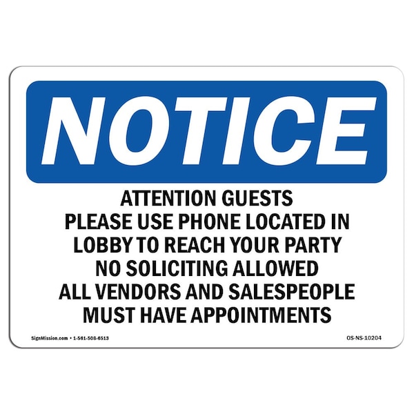 Sign, 3.5" H, AttentiGuests Please Use Phone Located Sign, Landscape, NS-D-35-L-10204-10PK